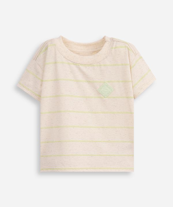 camiseta infantil manga curta listrada bege 5