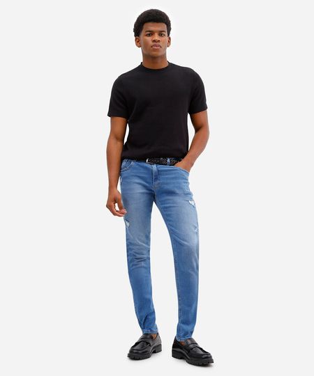 calça skinny jeans masculina destroyed azul 40 calça skinny jeans masculina destroyed azul 40