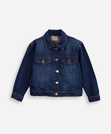 jaqueta infantil jeans trucker com brilho azul 6 jaqueta infantil jeans trucker com brilho azul 6