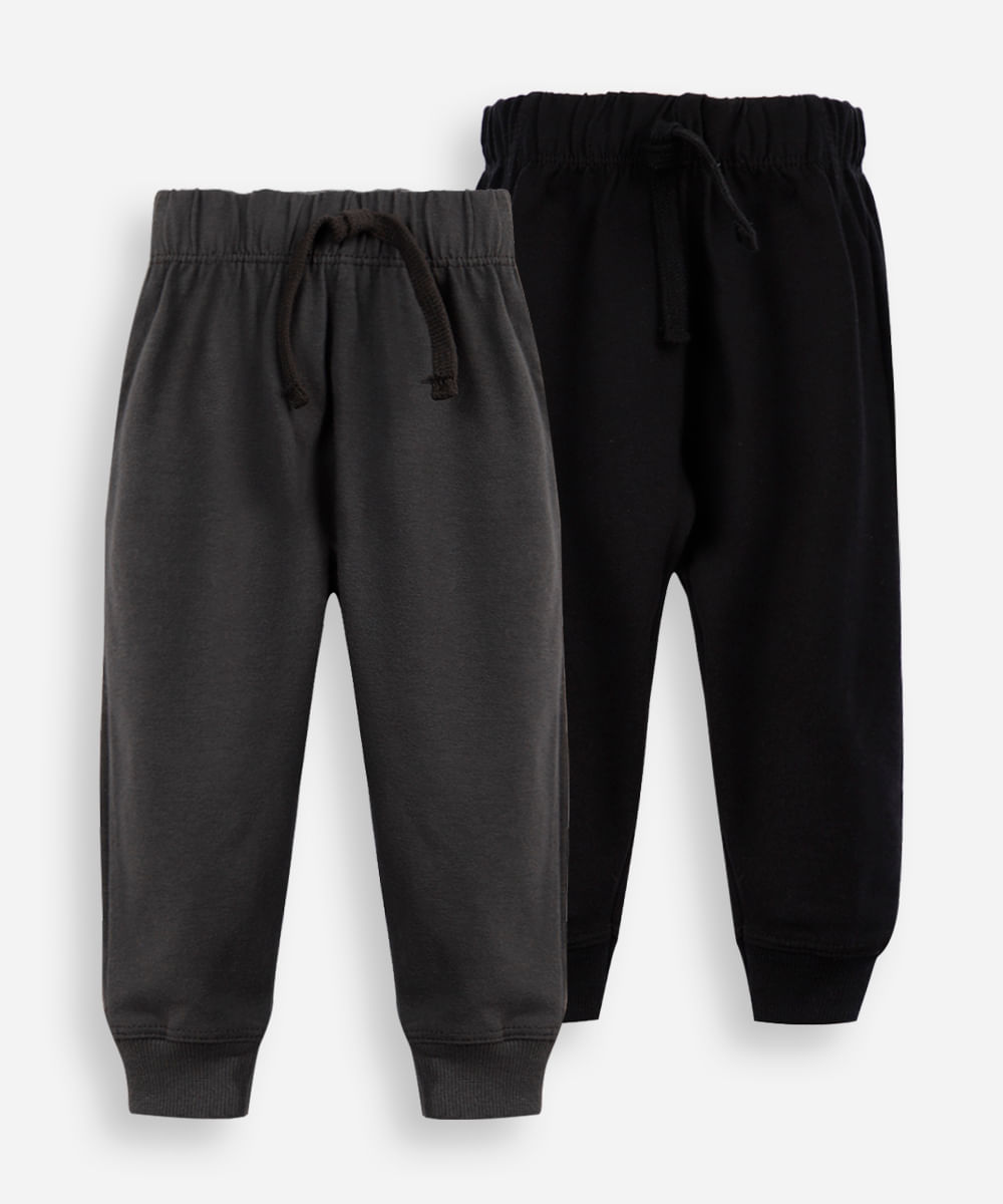 kit 2 calças infantis básicas de algodão - colorido