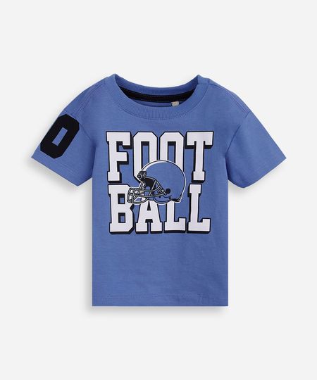 camiseta infantil manga curta super bowl azul 5