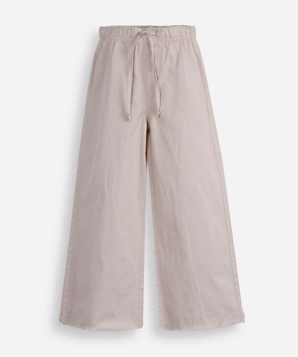 calça infantil wide leg cós elástico bege 4