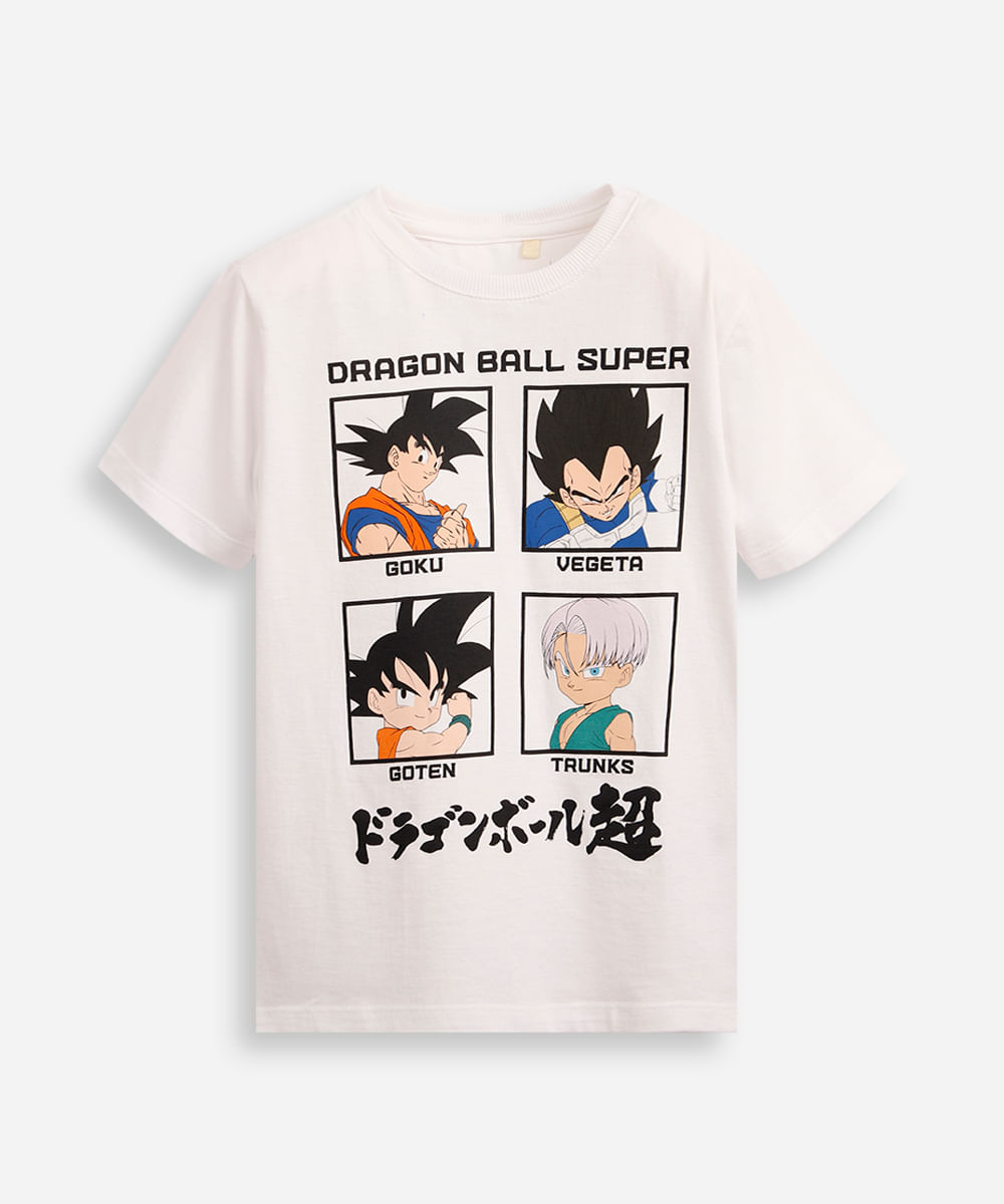 camiseta infantil de algodão goku dragon ball off white