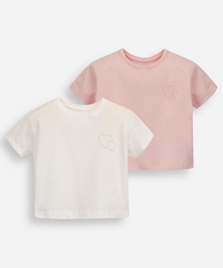 kit 2 camisetas infantis de algodão colorida 1
