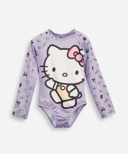 maiô infantil manga longa hello kitty roxo 6 maiô infantil manga longa hello kitty roxo 6