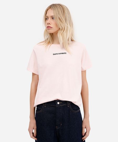 camiseta feminina de algodão dads favorite rosa PP