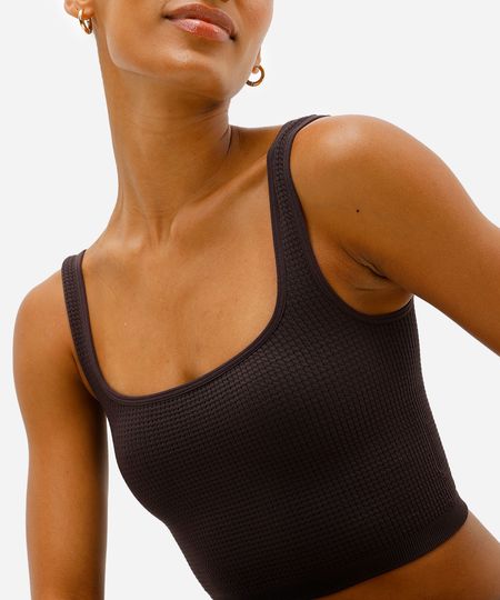 cropped básico feminino texturizado marrom M