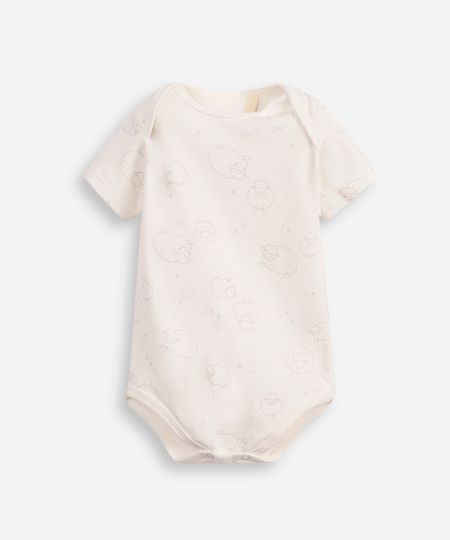 body baby manga curta ovelhinha off white 6-9 body baby manga curta ovelhinha off white 6-9