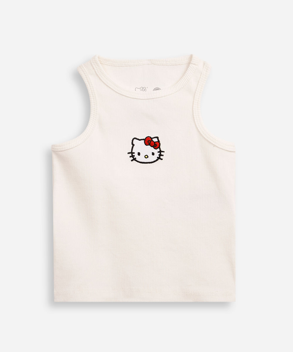 regata infantil canelada hello kitty bordado off white