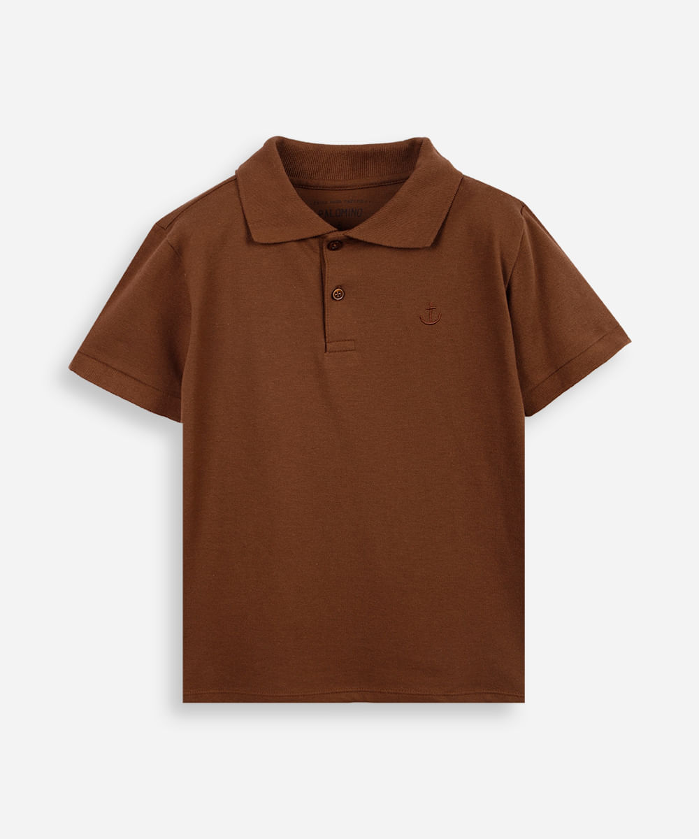 polo de algodão infantil âncora marrom