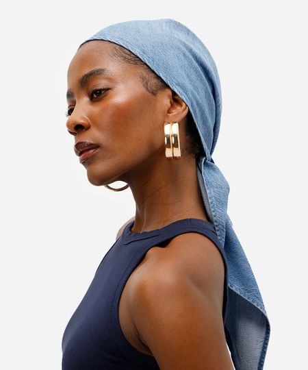 lenço jeans triangular azul UNICO