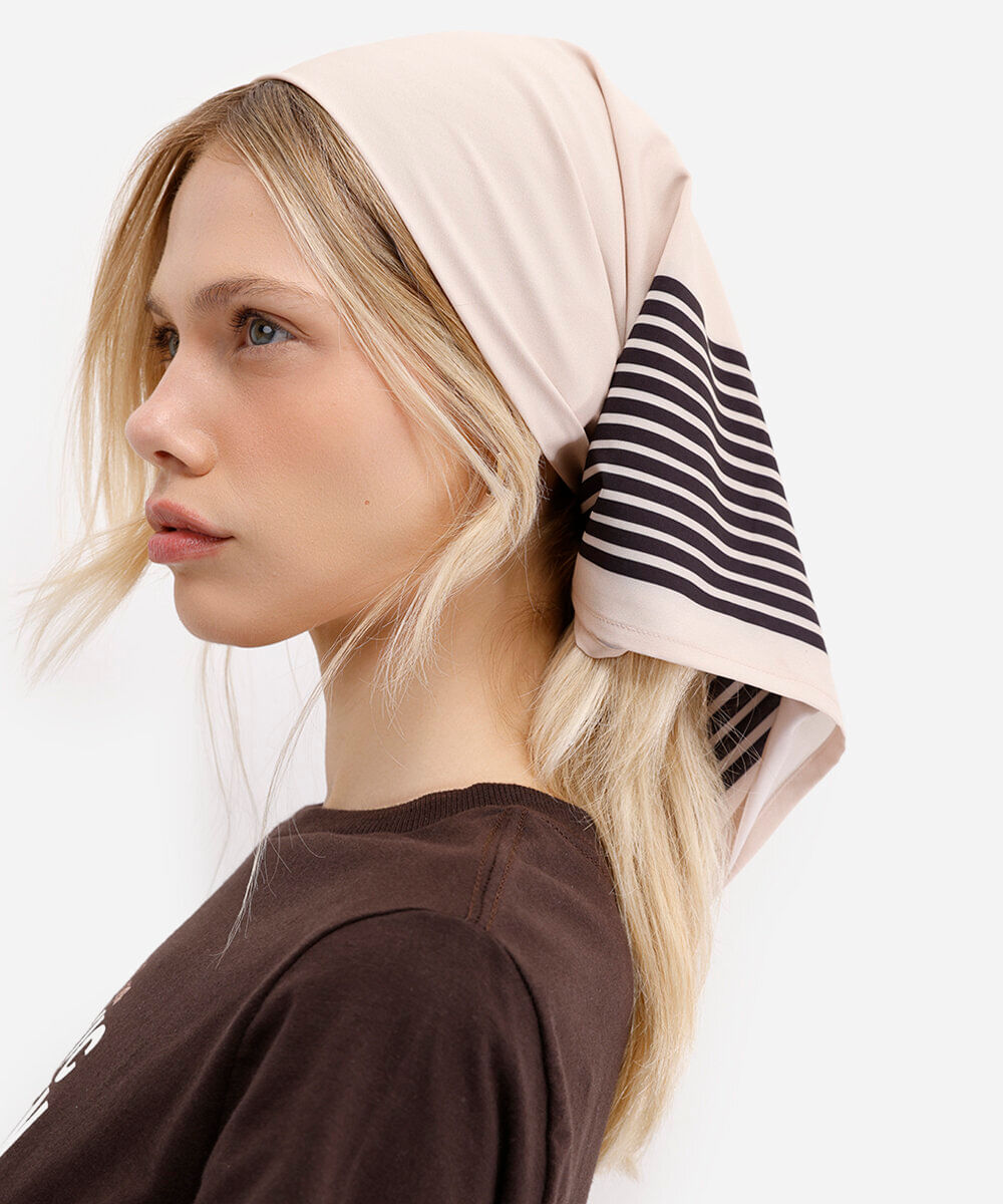 lenço feminino listrado bege