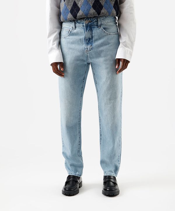 calça reta masculina jeans azul 42