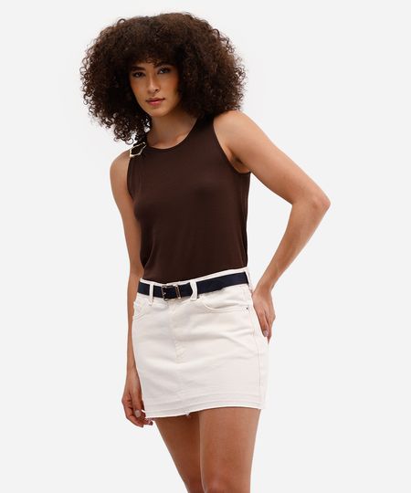 minissaia feminina de sarja cintura média barra a fio off white 40 minissaia feminina de sarja cintura média barra a fio off white 40