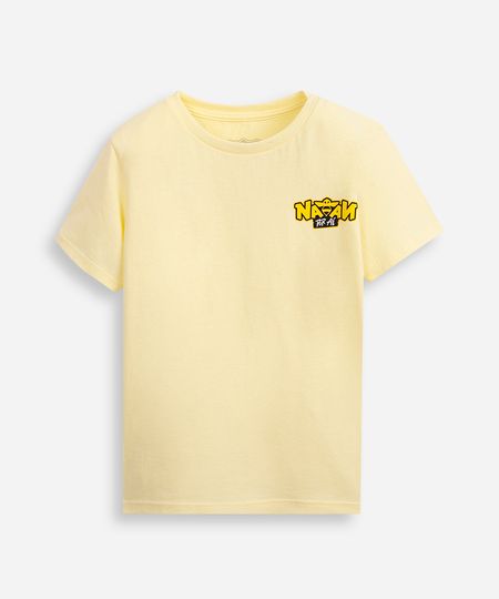camiseta de algodão infantil natan por aí amarela 12