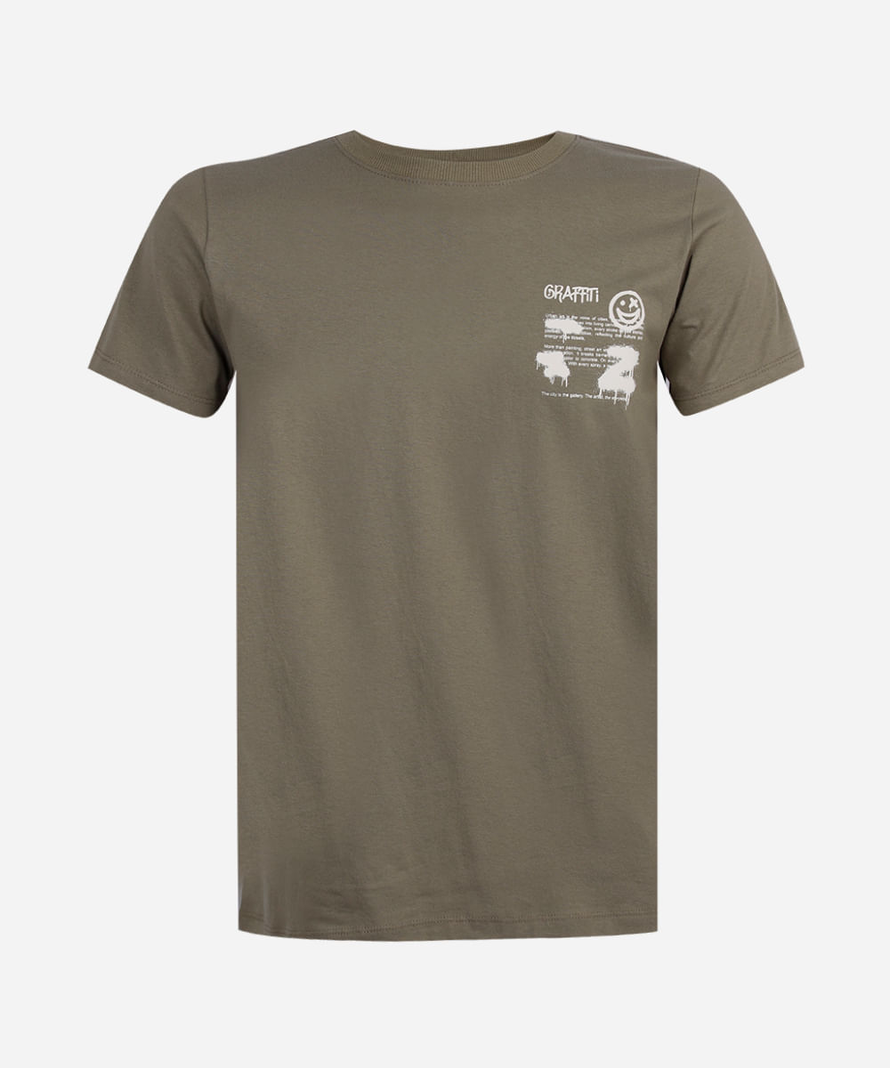 camiseta juvenil de algodão estampa grafite verde