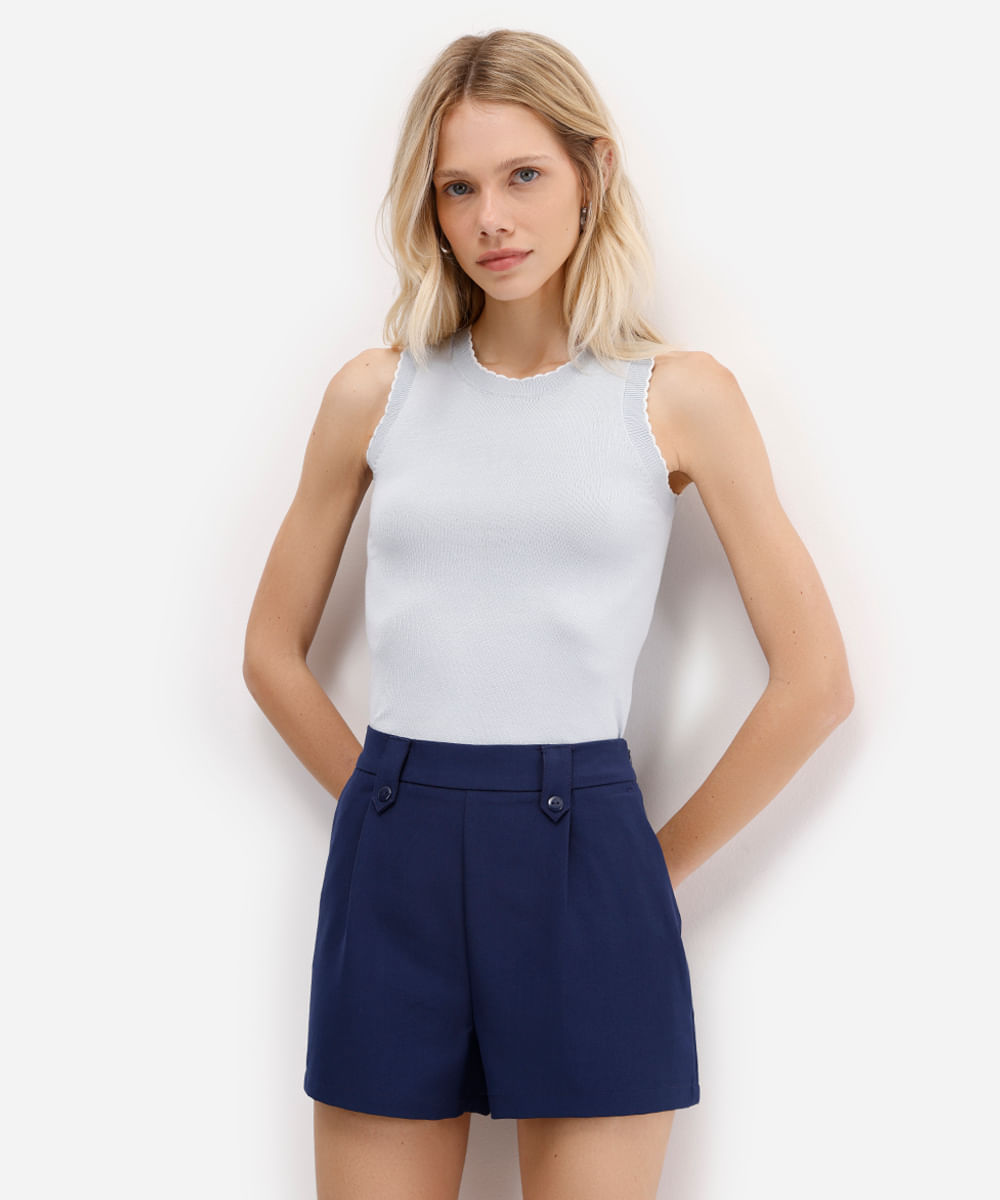 regata feminina de tricot azul