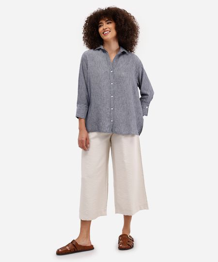 calça wide leg cropped feminina com pregas bege 34 calça wide leg cropped feminina com pregas bege 34