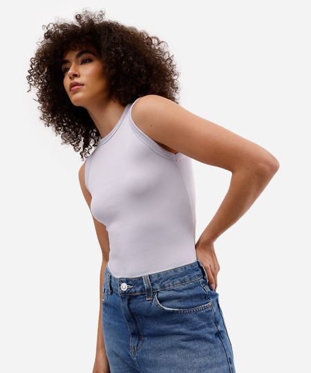 regata básica feminina de algodão decote redondo lilás PP regata básica feminina de algodão decote redondo lilás PP