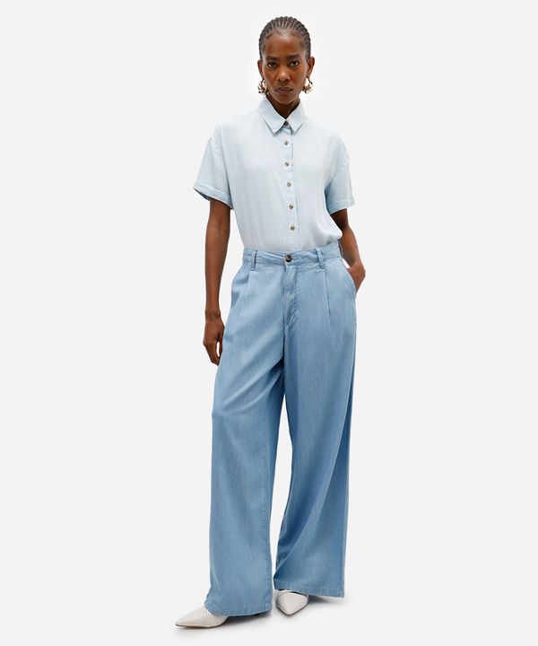 calça wide leg feminina jeans azul 34