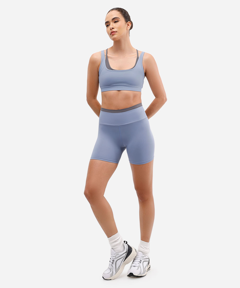 bermuda feminina esportiva ace cós bicolor azul
