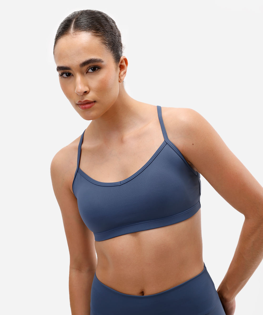 top alça fina bojo removÃvel esportivo ace azul