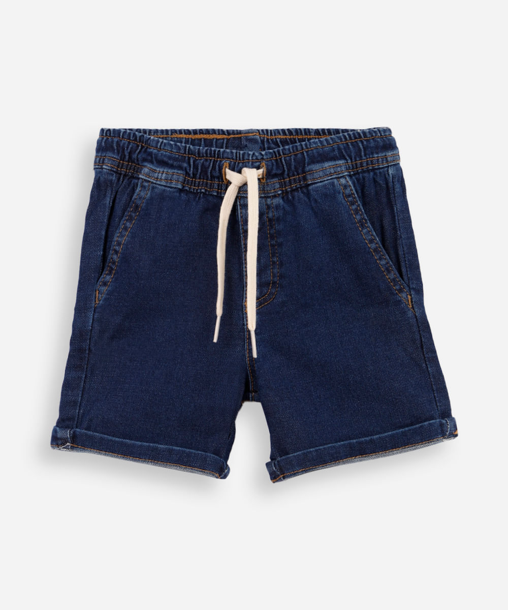 bermuda infantil malha denim azul