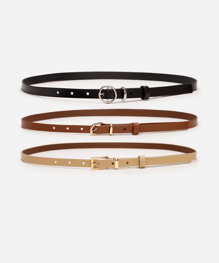 kit de 3 cintos com fivela geométrica colorido 85CM kit de 3 cintos com fivela geométrica colorido 85CM