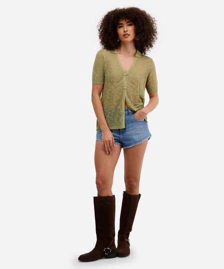 short curto feminino jeans cintura média destroyed azul 34 short curto feminino jeans cintura média destroyed azul 34