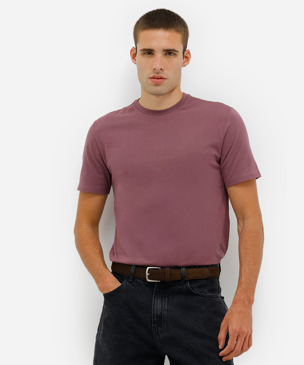 camiseta masculina de algodão básica manga curta roxa