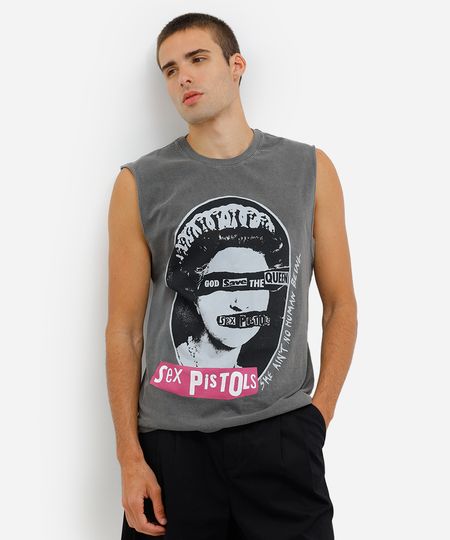 regata machão masculina estampada cinza P regata machão masculina estampada cinza P