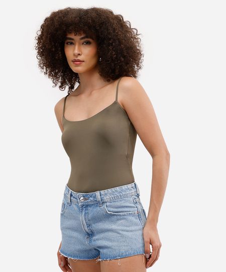 blusa alça fina feminina de poliamida com bojo básica verde M