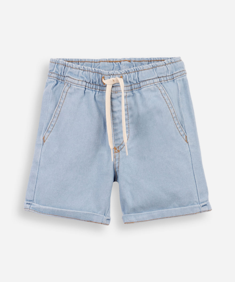bermuda infantil malha denim azul
