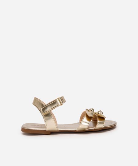 sandália infantil com laços dourada 28 sandália infantil com laços dourada 28