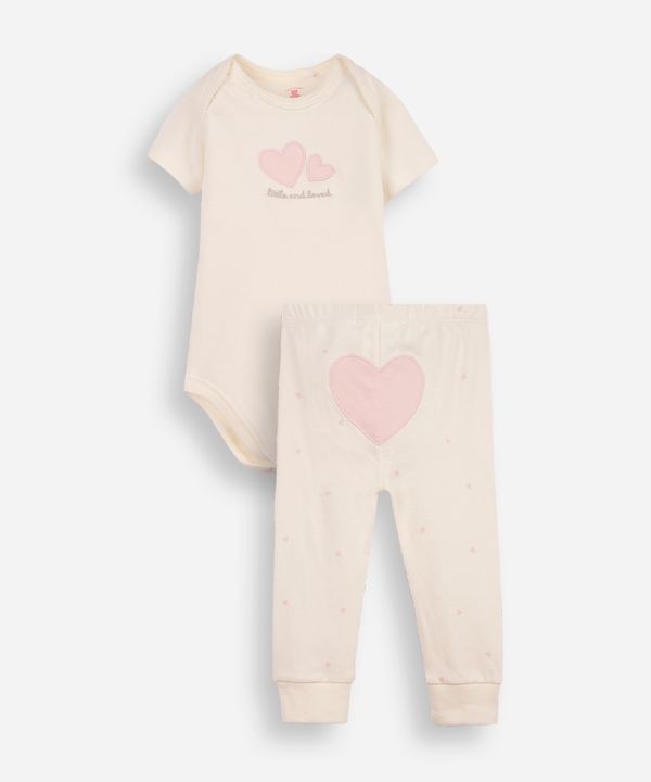 conjunto baby body e calça infantil algodão fun bege 18-24