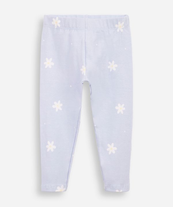 calça legging infantil cotton floral azul 1