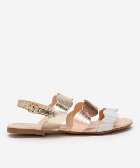 sandália infantil com recortes metalizada dourada 32 sandália infantil com recortes metalizada dourada 32