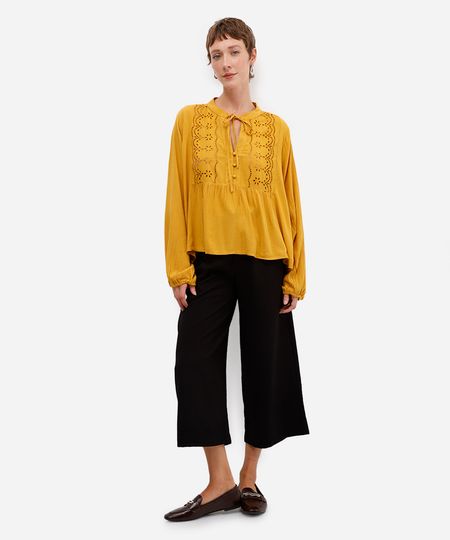 calça wide leg cropped feminina com pregas preta 36 calça wide leg cropped feminina com pregas preta 36