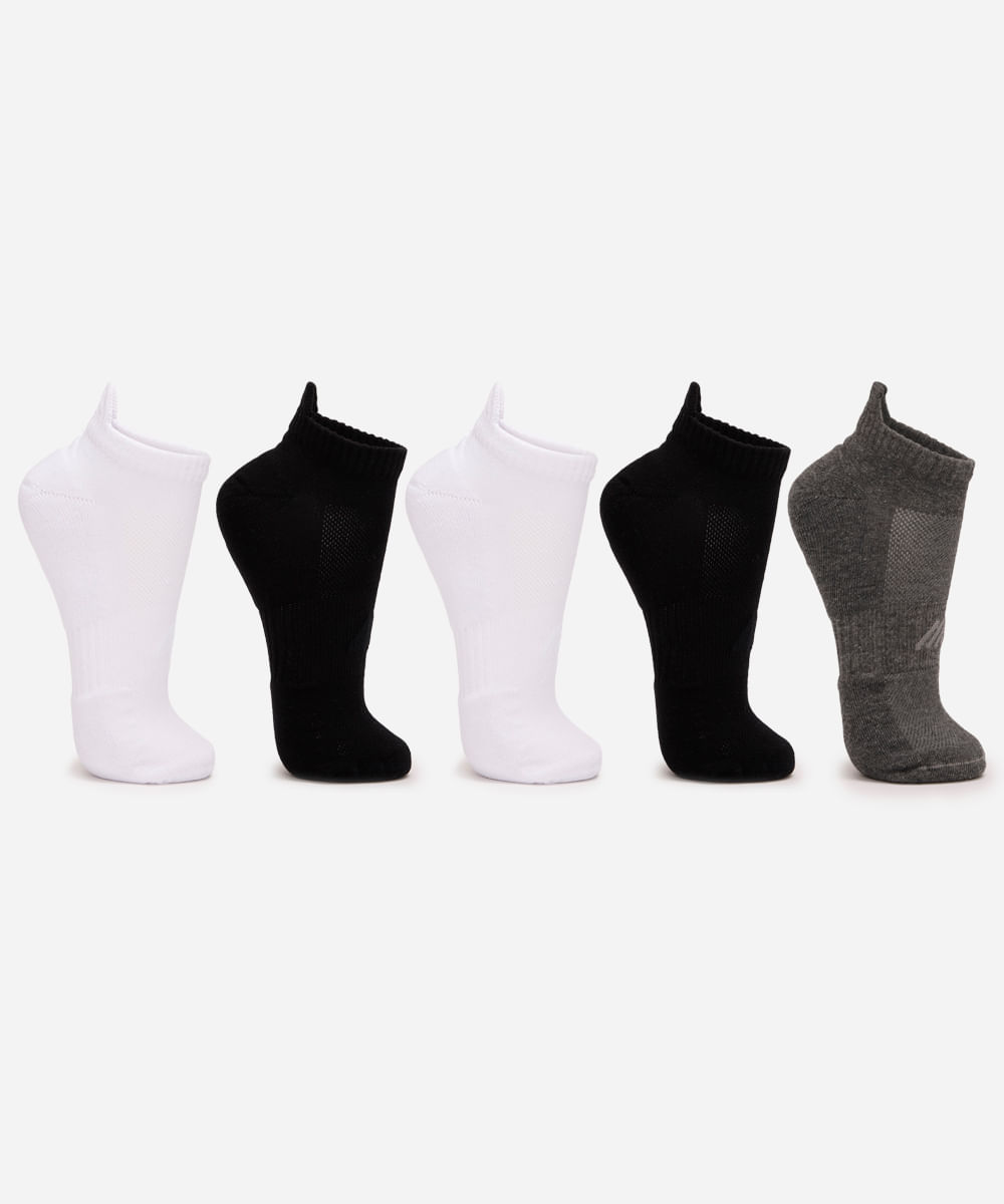 kit de 5 meias esportivas masculinas cano curto colorido
