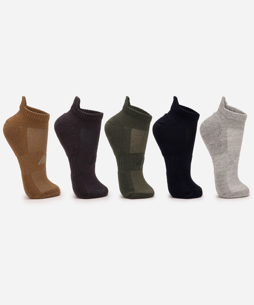 kit de 5 meias esportivas masculinas cano curto colorido