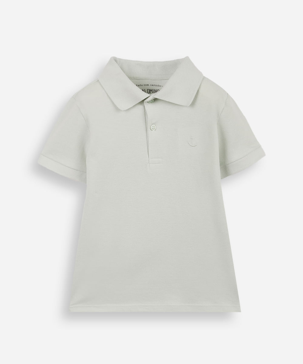 polo de algodão infantil âncora verde