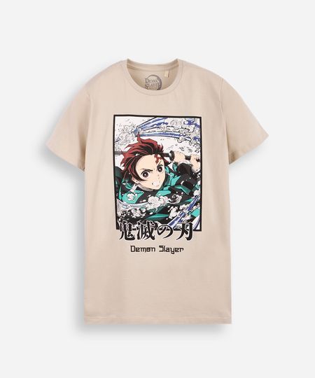 camiseta infantil demon slayer tanjiro bege 10