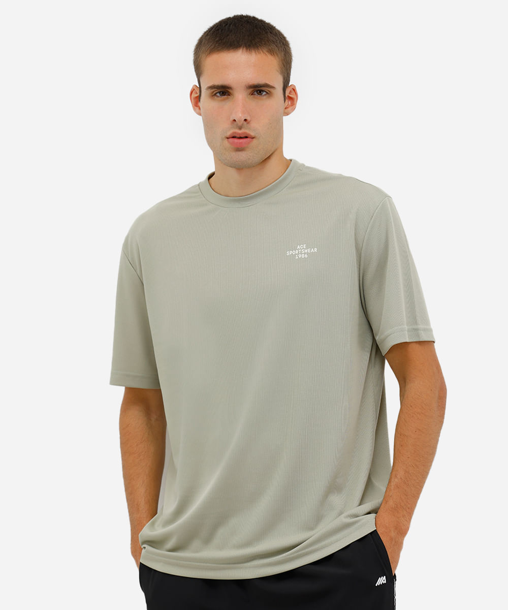 camiseta oversized masculina estampada ace verde