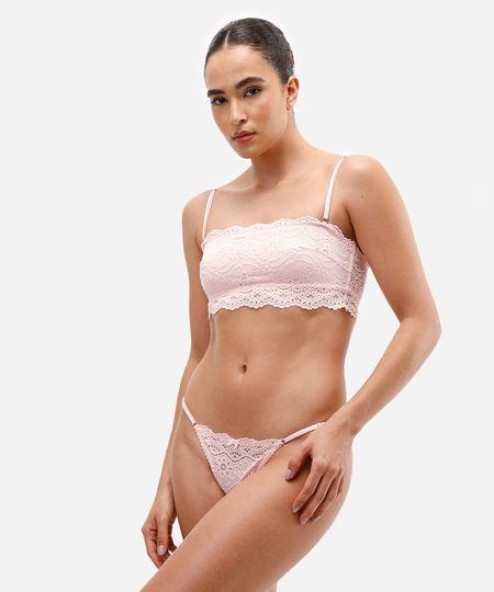 calcinha biquíni de laise floral rosa M calcinha biquíni de laise floral rosa M