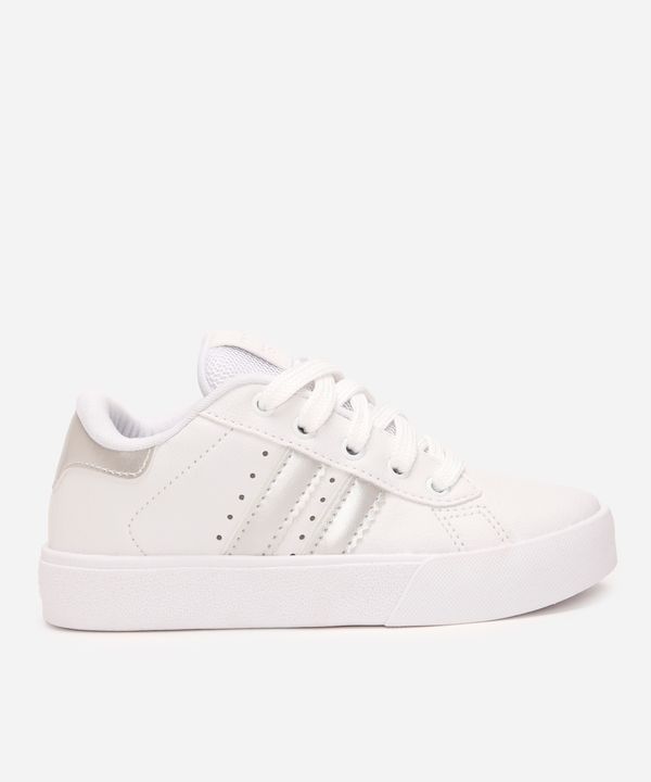 tênis casual infantil com recortes ollie branco 30
