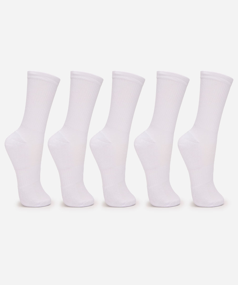 kit de 5 meias cano longo esportivo ace branco kit de 5 meias cano longo esportivo ace branco