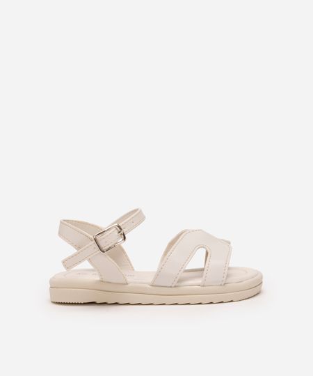 sandália infantil metalizada com recortes off white 26 sandália infantil metalizada com recortes off white 26