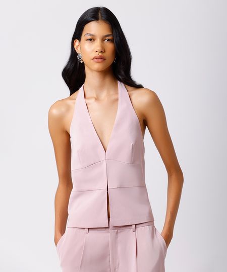 colete frente única feminino de alfaiataria mindset - rosa P colete frente única feminino de alfaiataria mindset - rosa P