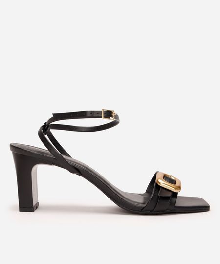 sandália com fivela salto alto oneself preta 36 sandália com fivela salto alto oneself preta 36