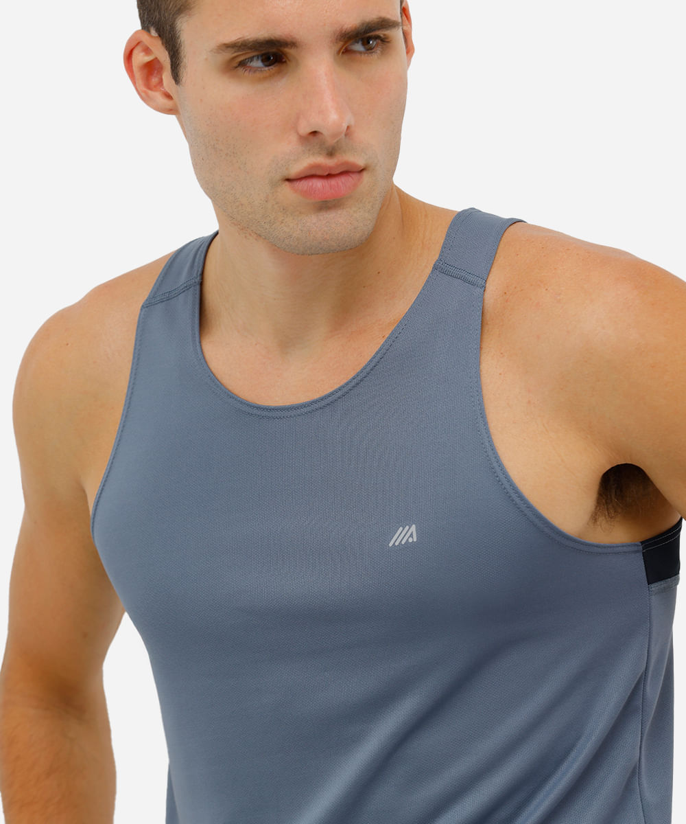 regata masculina esportiva ace running cinza